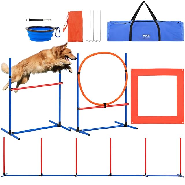 VEVOR Equipo de Entrenamiento de Agilidad para Perros 4 Piezas Carrera de Obstáculos para Cachorros…