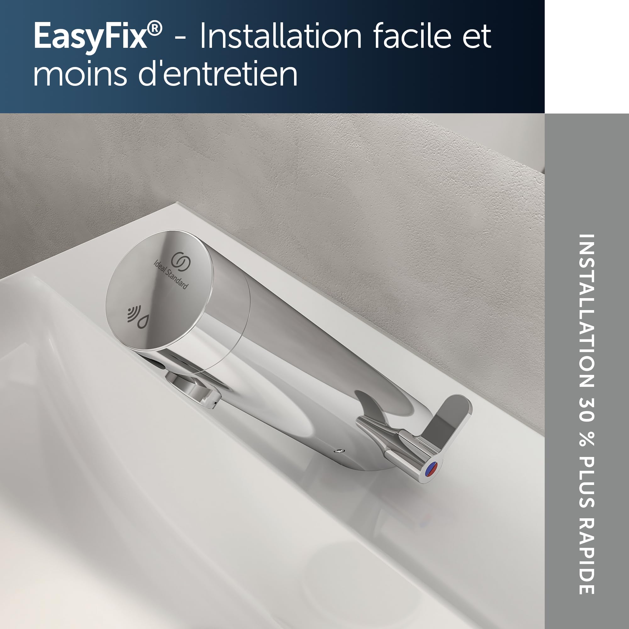 Ideal Standard Sensorflow Mitigeur Infrarouge Robinet sans contact Installation facile Fonctionne sur Batterie A7559AA