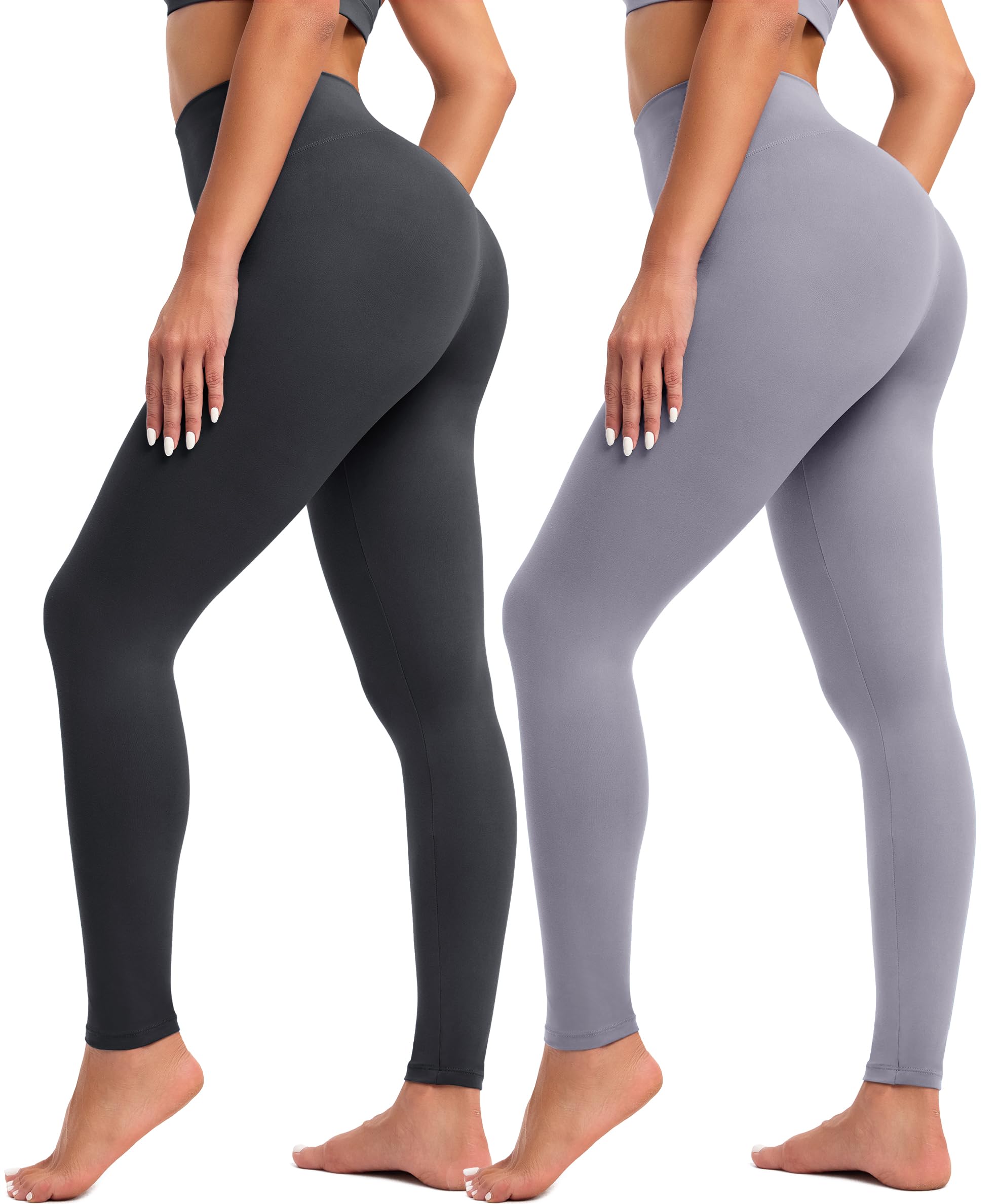 BAYDI Creamlush 2er Pack Leggings Damen High Waist - Weiche Sporthose Damen Lang Elastische Leggins für Yoga Pilates Freizeit Alltag (S-5XL)
