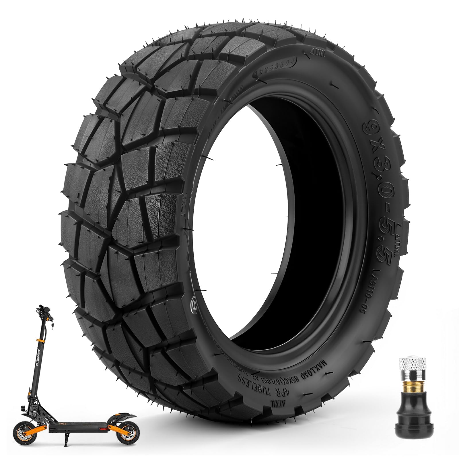 Amitor E Scooter Tyre 9x3.0-5.5 Tubeless for Kukirin G2 Pro