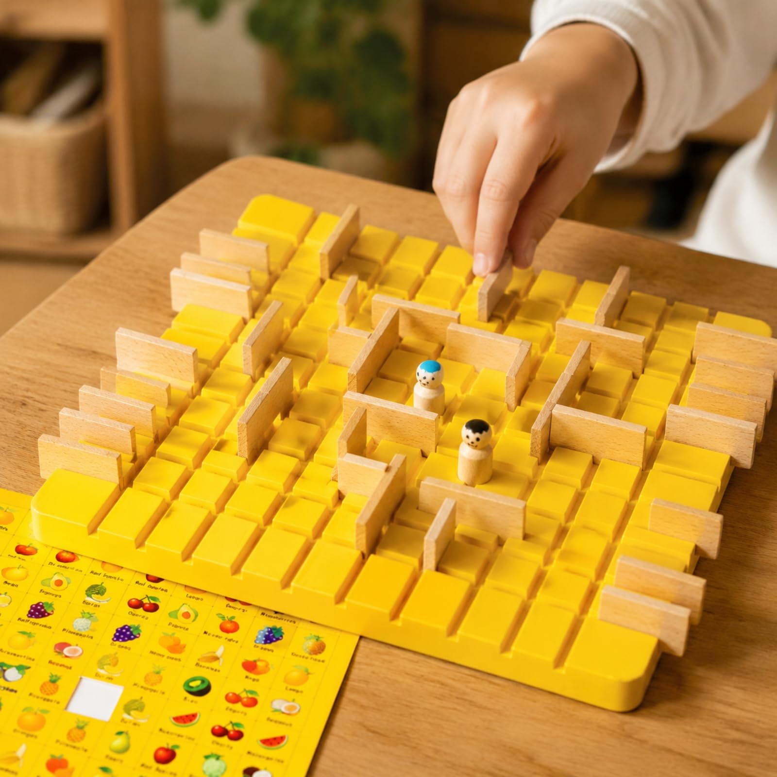 Gioco di Strategia Manuale con Pedine in Legno E Griglia Aperta per Barriere E Percorsi Amici Adatto per Festività E Incontri tra Compagni di Classe, Stile C