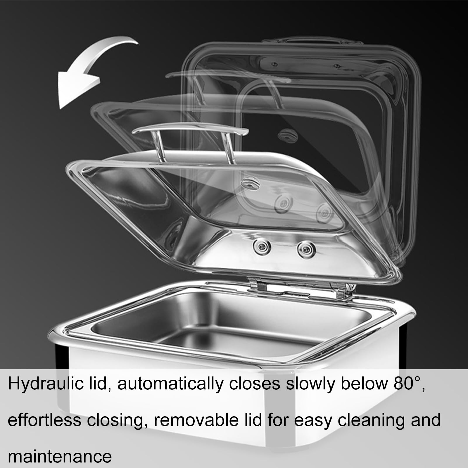 Scaldavivande elettrico in acciaio inox, 9 l, con coperchio trasparente, ideale per eventi e catering, design durevole, facile da pulire