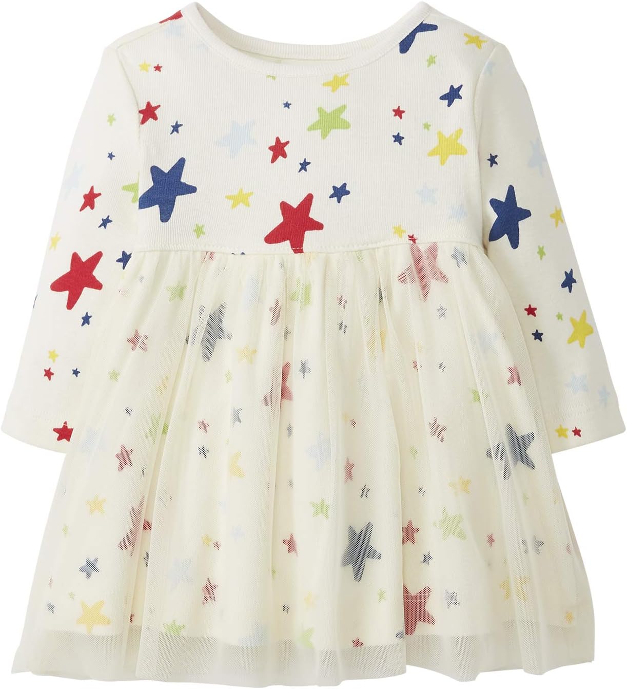 Moon and Back Girls Long Sleeve Star Print Tulle Dress