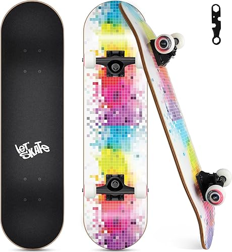 Patinetas para principiantes, 31 x 8 pulgadas, patineta completa para niños, adolescentes y adultos, 7 capas de madera de arce canadiense de doble