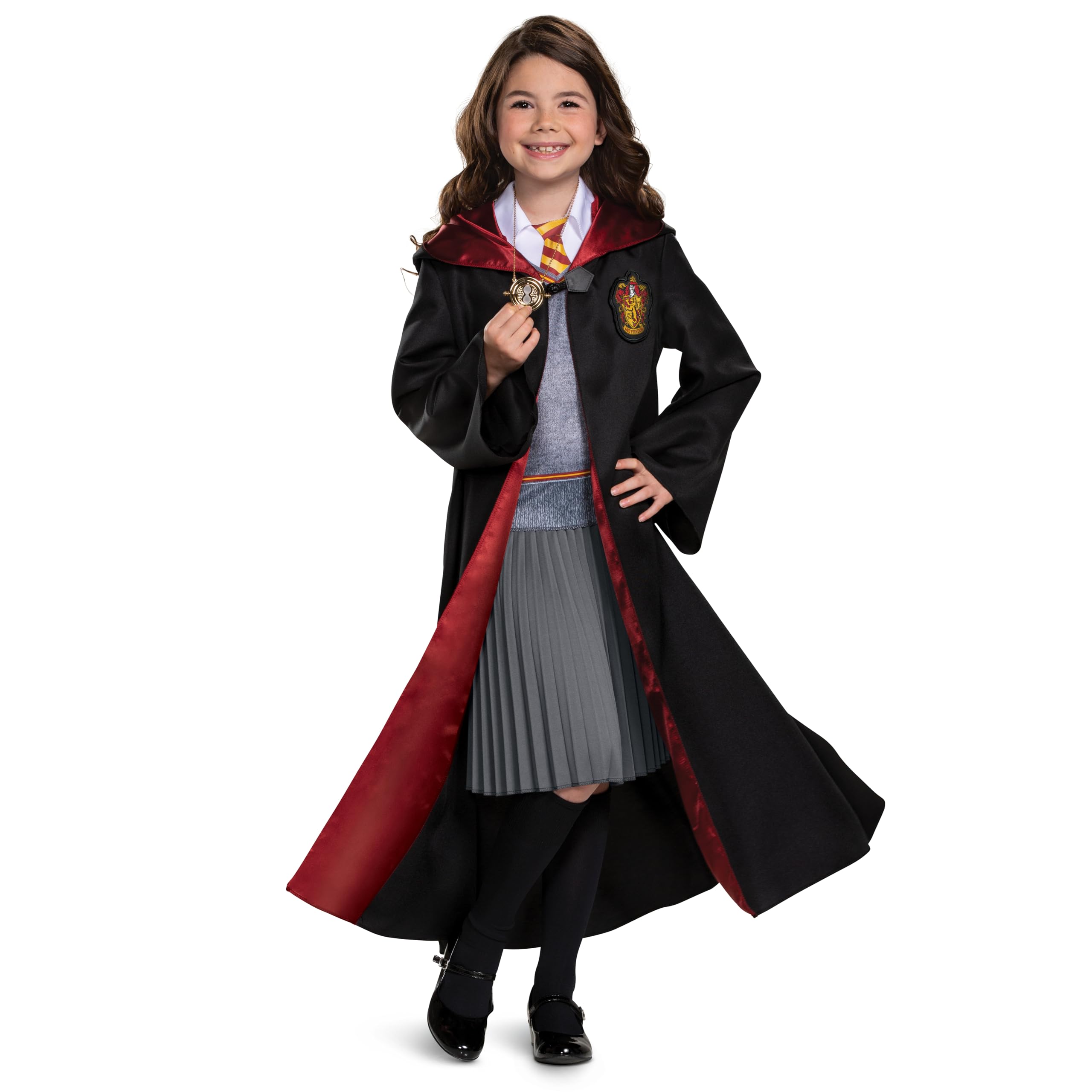 Hermione Granger Costume with Necklace, Official Harry Potter Halloween Outfit and Accessory, Kids Size (4-6x)
