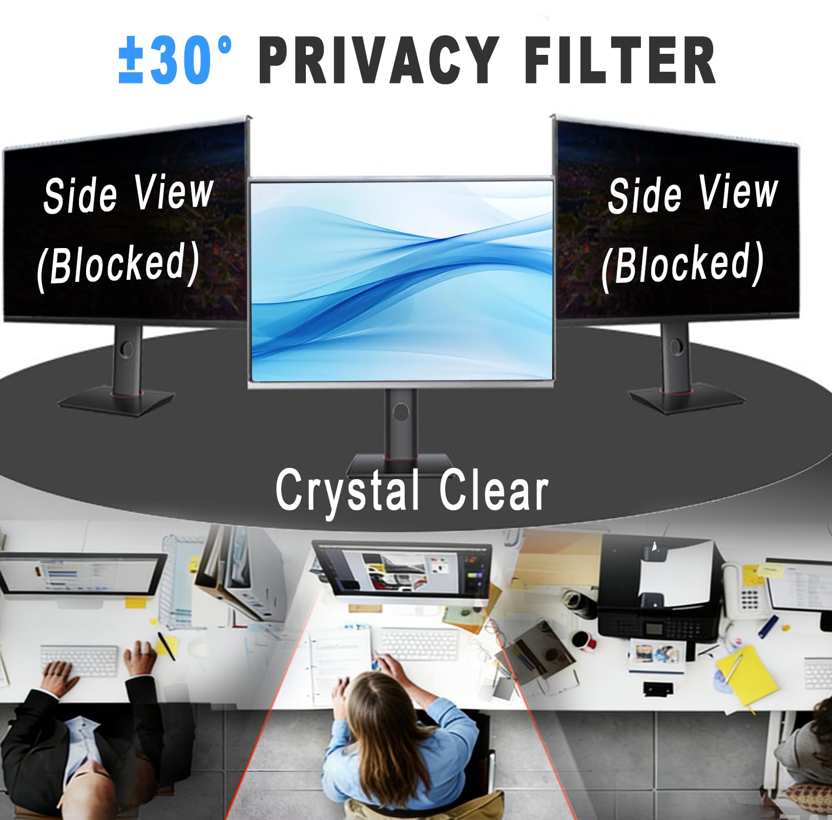 Filtro privacy da appendere per iMac 24" 16:9 widescreen monitor del computer, anti-peep e blocco della luce blu, schermo privacy ± 30°, protezione degli occhi per ufficio e sicurezza dati