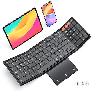 MEETION Foldable Bluetooth Keyboard with Touchpad, 3-Device Portable Wireless Keyboard with Numeric Keypad, Full-Size Rechargeable Business Travel for iPad Phone Laptop PC iOS Android Windows Mac - Amazon product rated Grade A