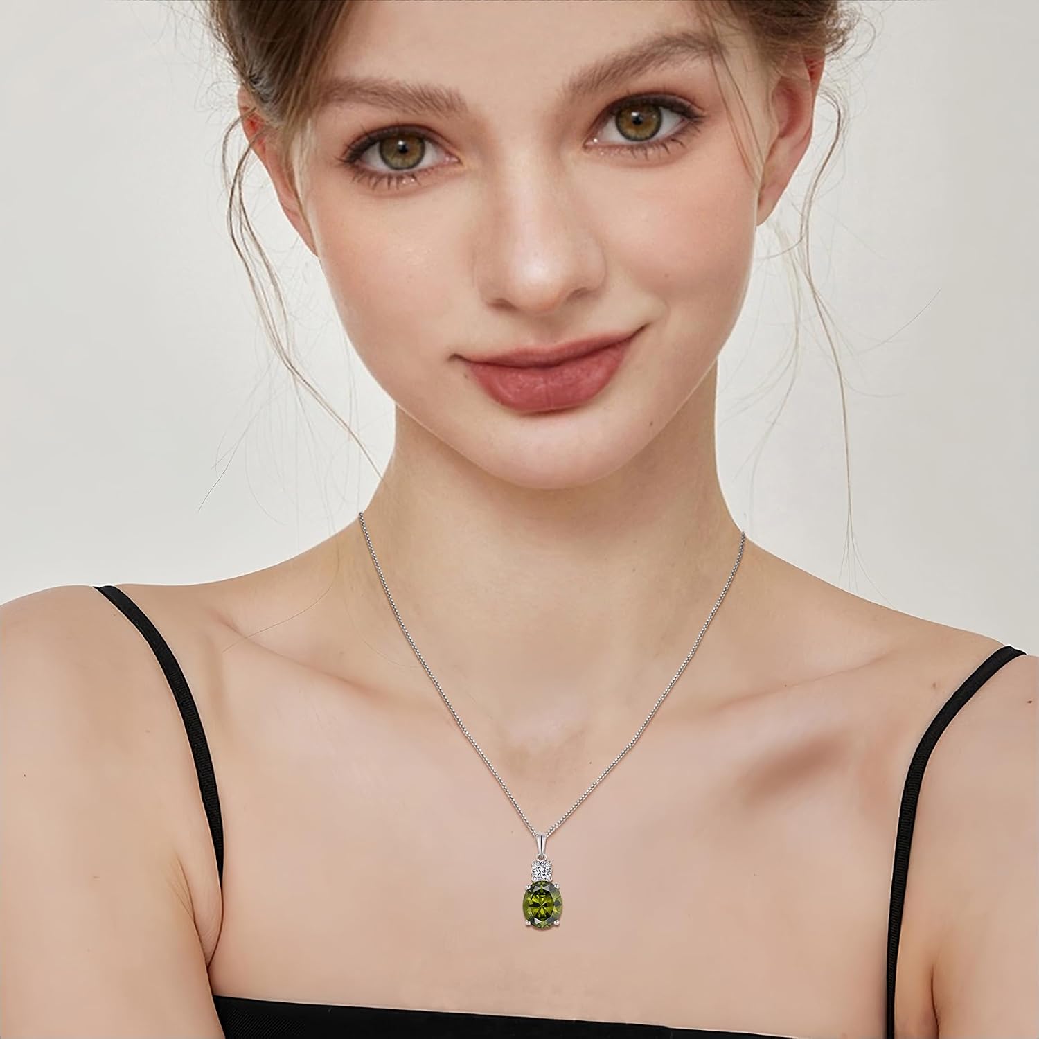 Birthstone Necklace for Women 925 Sterling Silver Oval Cut Cubic Zirconia Pendant Jewelry for Her