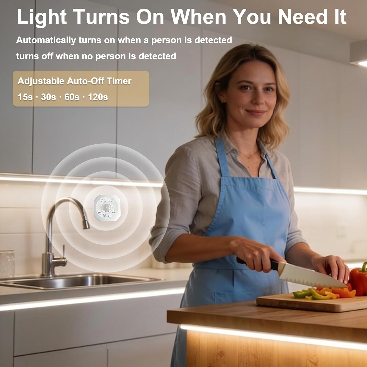 AXMOTUT Motion Sensor COB LED Strip Light with Remote, Dimmable 16.4FT/5M Flexible High Density LED Light,4000K Natural White 1600LEDs Super Bright LED Light Strip CRI 90+ for Bedroom,Kitchen