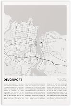 ghNDJdk Devonport Map, Travel Tasmania, Housewarming Gift Wall Decoration Poster Family Bar Restaurant Garage Cafe Art Sign Gift StyleUnframe 12x18inch