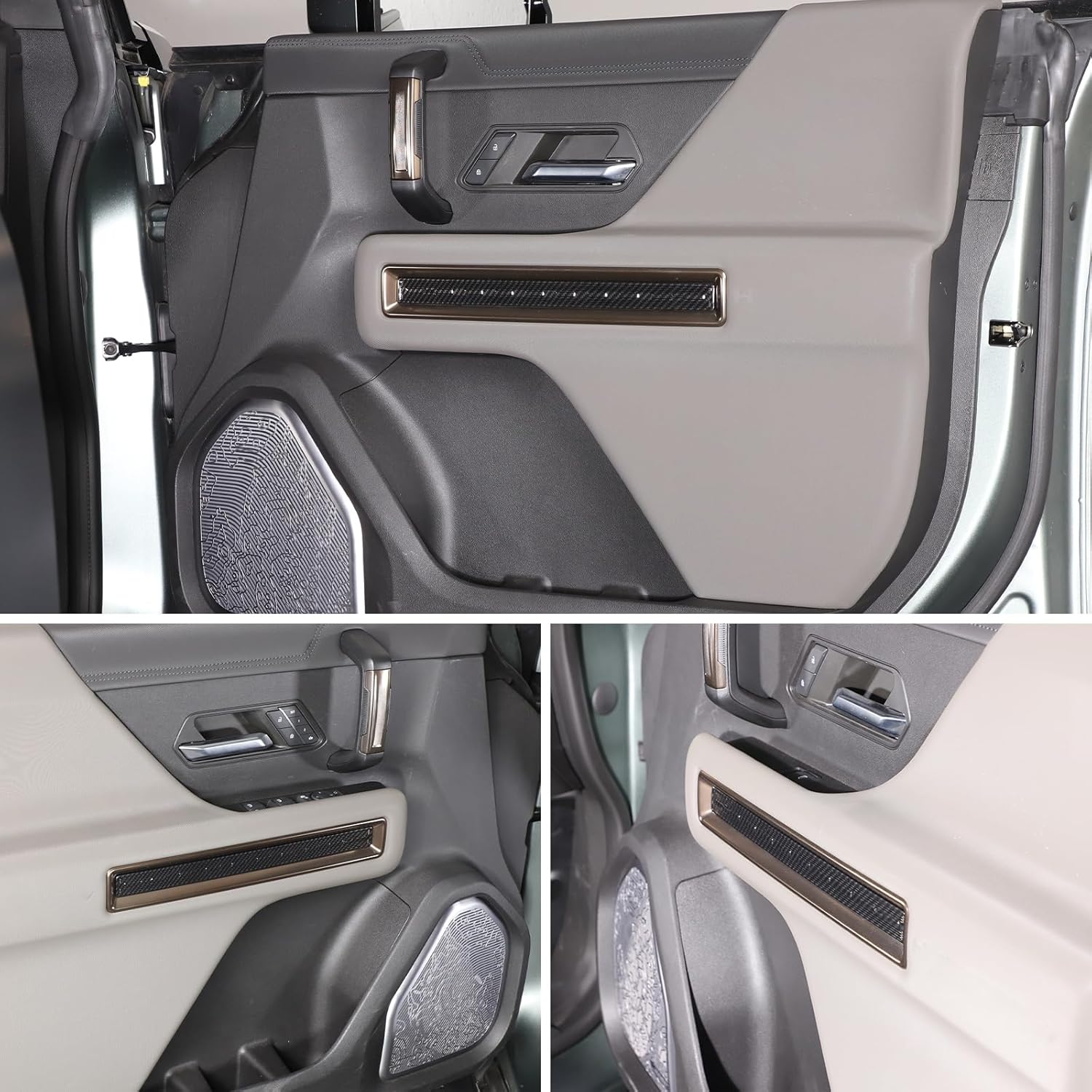 Side Interior Door Panel Strip Trim Compatible with Hummer EV 2022-2026 SUV/SUT, Inner Door Panel Decoration Trim Molding Cover Accessories, 4PCS (Carbon Fiber Pattern)