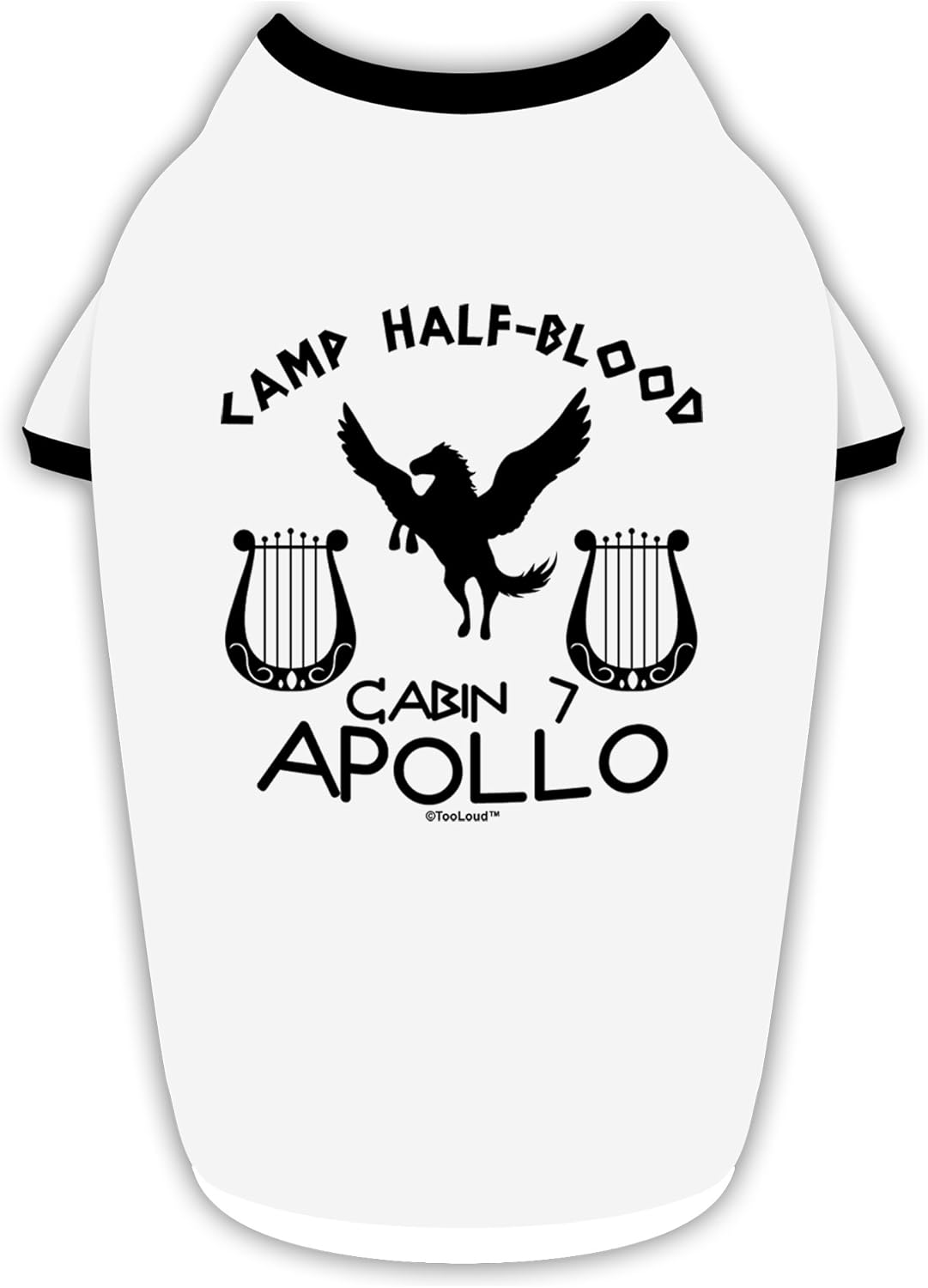 TOOLOUD Cabin 7 Apollo Camp Half Blood Cotton Dog Shirt White with Black Large
