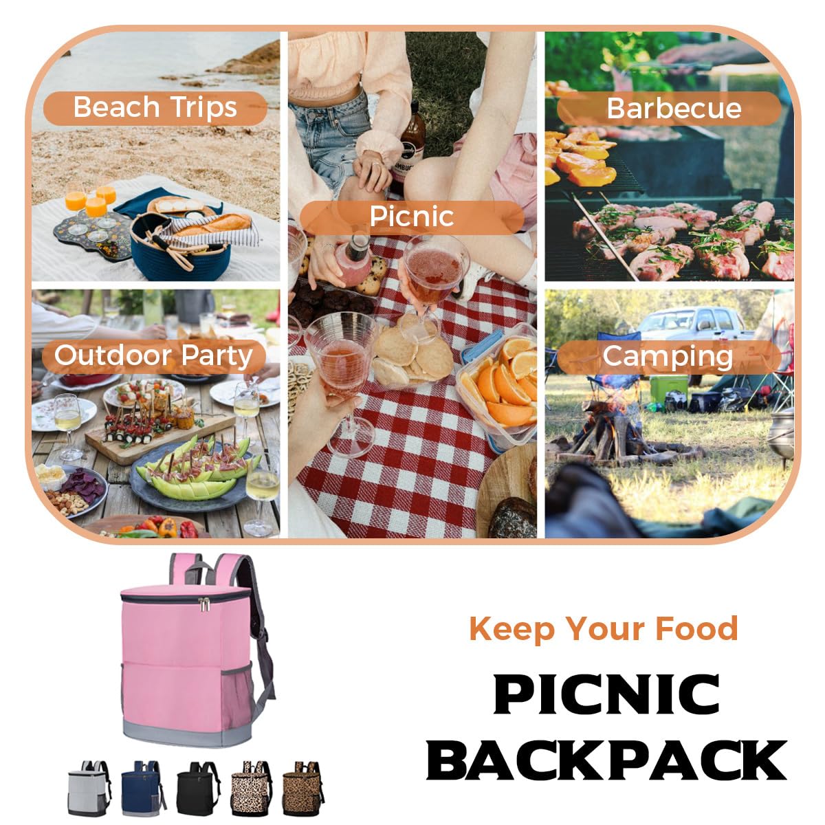 15L Zaino Termico Frigo Borsa Frigo Isoterma Borsa Termica Porta Pranzo Zaino da Picnic