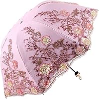 Vista 182 de Honeystore Sombrilla bordada con flor 3D plegable UV con encaje clásico