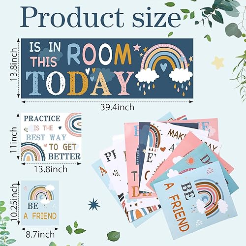 Miniatura 2 de Faccito Juego de 12 carteles para el aula, juego de decoración motivacional para tablón de anuncios, decoración de pared para el aula del profesor,