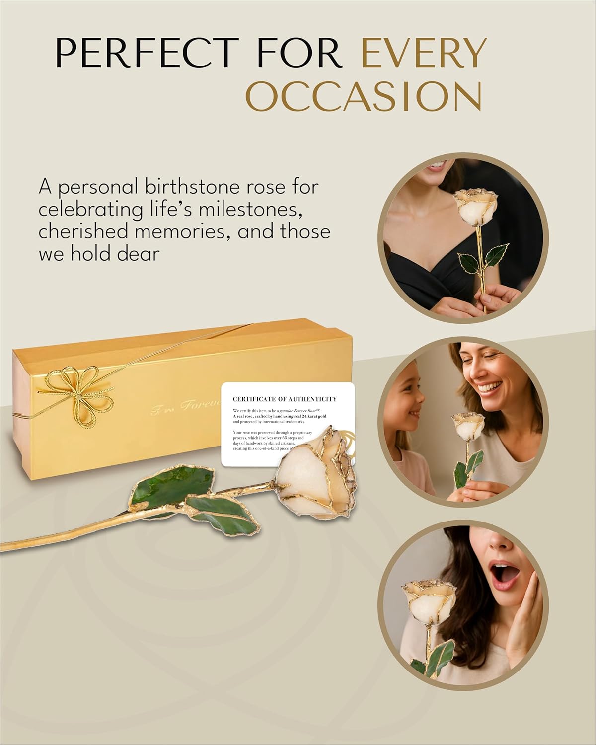 Forever Rose Hand-Dipped in 24K Gold, Diamond-Inspired April Birthstone with Sparkles, Real Rose in Luxury Gold Gift Box – Perfect Ready to Gift for April Birthday or Any Occasion - Image 5