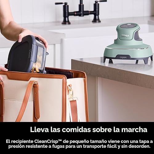 Miniatura 10 de Ninja Crispi - Freidora de aire de vidrio 4 en 1  450 F  No tóxica  Contenedores de vidrio de 4 cuartos y 6 tazas con tapas  Microondas, congelador,