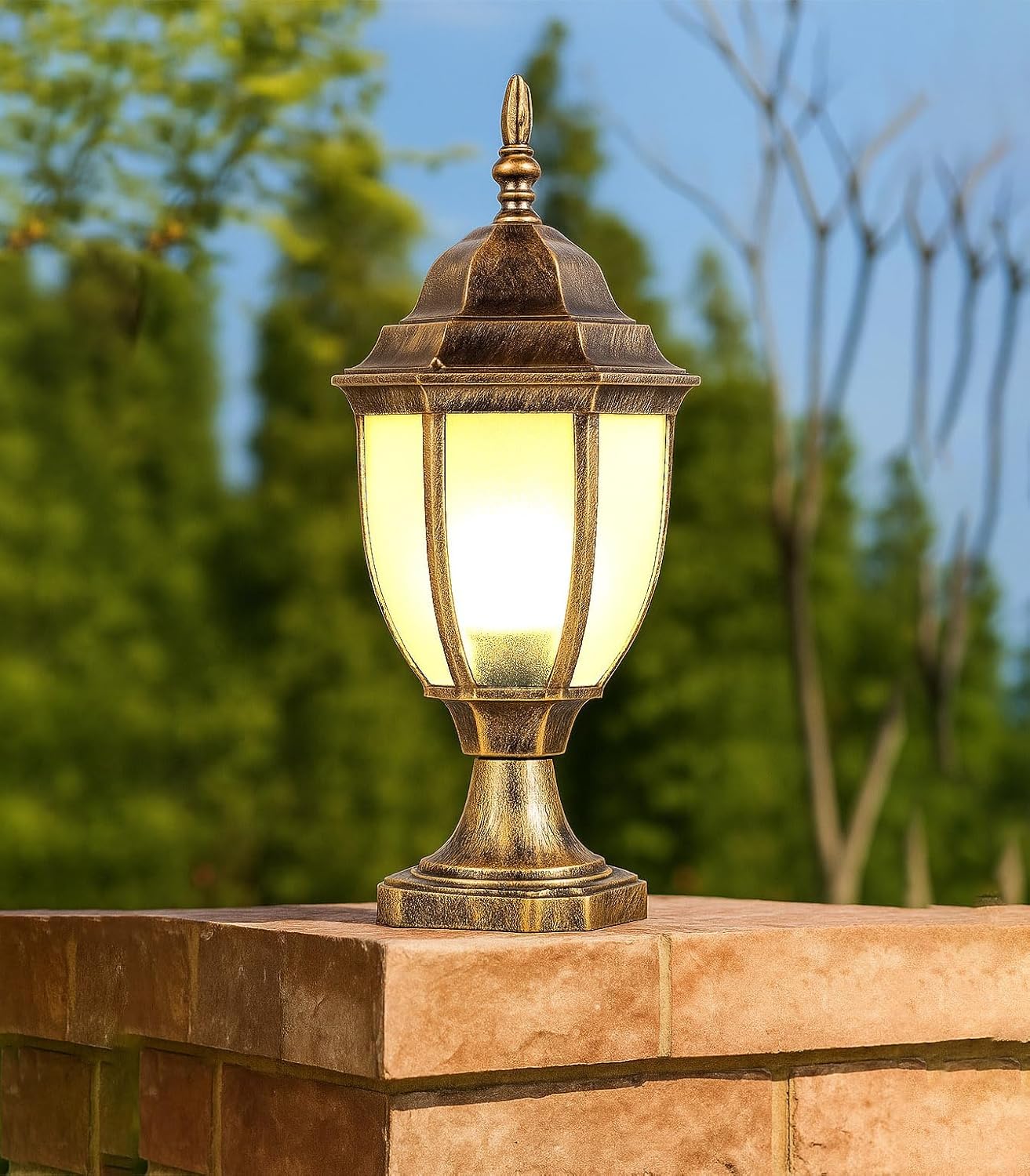 Areezo Modern Outdoor Gate Light | Waterproof Wall Mounted | IP65 Exterior Gate & Pillar Lamp | Metal Body with Glass Shade (Bulbnot Incl.) (Pack of 1)-image-49