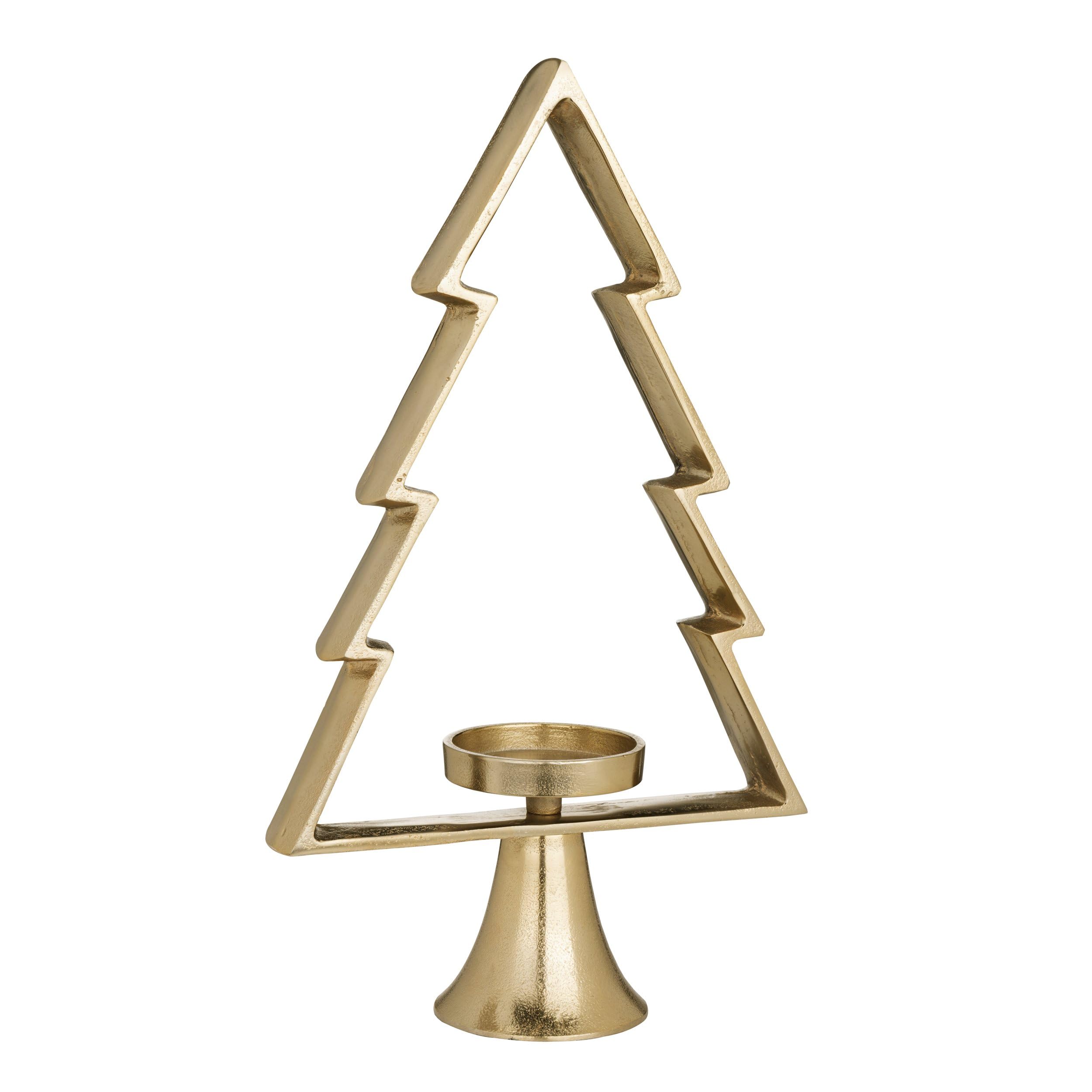 EGLO LIVING Deko Baum Mukayle, Tannenbaum mit Kerzenhalter | Weihnachtsdeko Fensterbank, Wohnzimmerdeko Weihnachten für Stumpenkerzen, Metall in Gold, H 44 cm