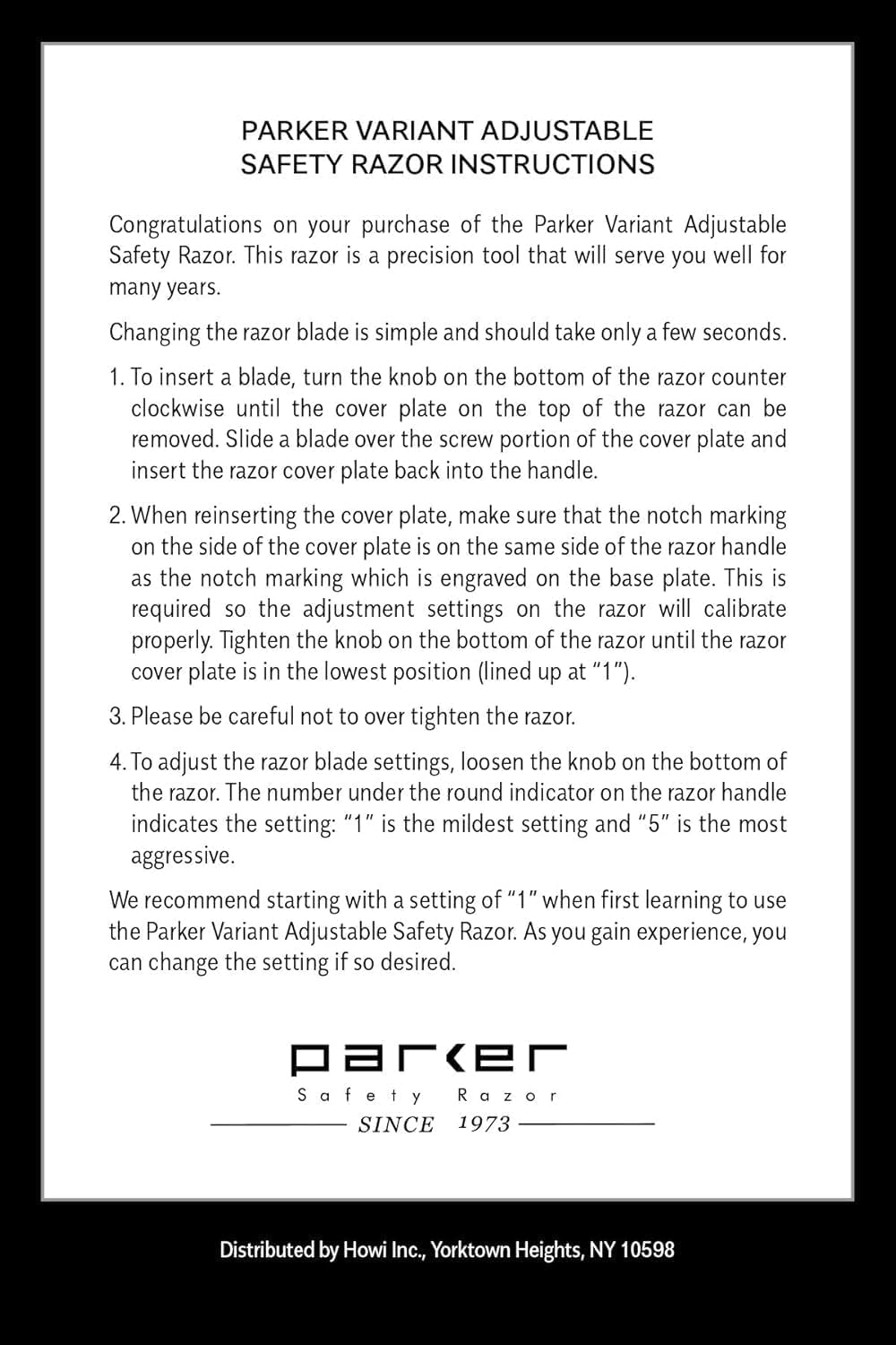 Parker Safety Razor Parker Variante regolabile doppio bordo rasoio di sicurezza e 5 Premium Blades - Cromo satinato