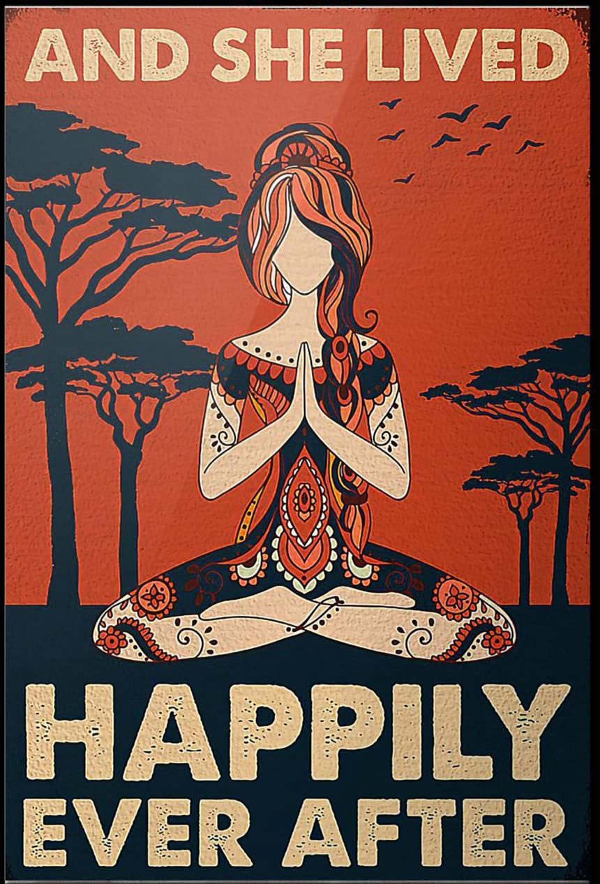 HOUVSSEN Yoga Pot Head Poster Wall Art Home Decor Metal Tin Sign 12x16inch