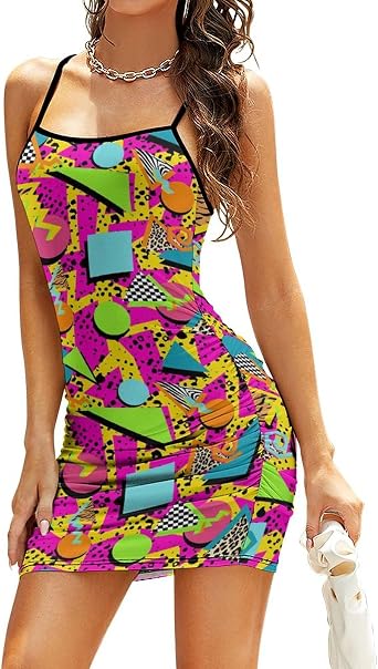 AMRANDOM Womens Sexy Spaghetti Strap Bodycon Mini Club Party Dress