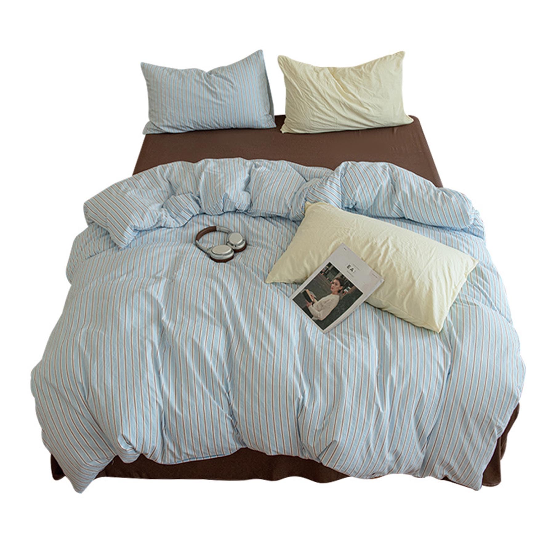 Ensemble de Housse de Couette à Carreaux Rose Frais, Ensemble de literie 4 pièces en Pur Coton lavé, Fermeture éclair, Ensemble de Housse de Couette Confortable adapté à Toutes Les Saisons, Comprend