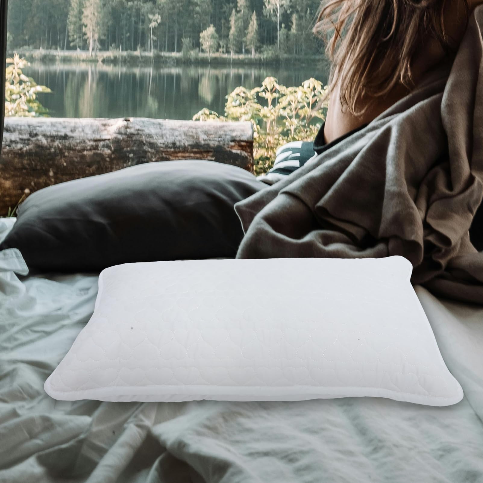 POPETPOP Outdoor Pillow Core Insert for Sleeping Soft Cushion Stuffing and Comfortable Neck Support for Camping Travel and Home Use Single Pack