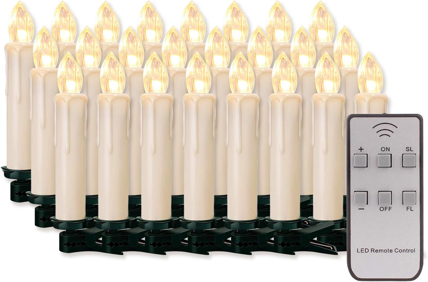 Guirlande De Bougies De Noël LED Sans Fil – 25 Lumières Crème Pour Intérieur/extérieur