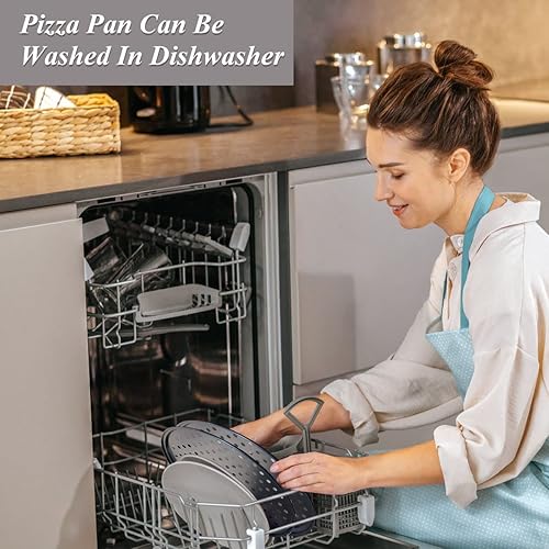 Miniatura 7 de 2 sartenes para pizza de 12.6 pulgadas con agujeros, bandeja perforada antiadherente para pizza compatible con Smart Oven, sartén con revestimiento