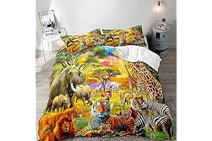 VIVIHOME Safari Animal Duvet Cover, Twin Boys Bedding