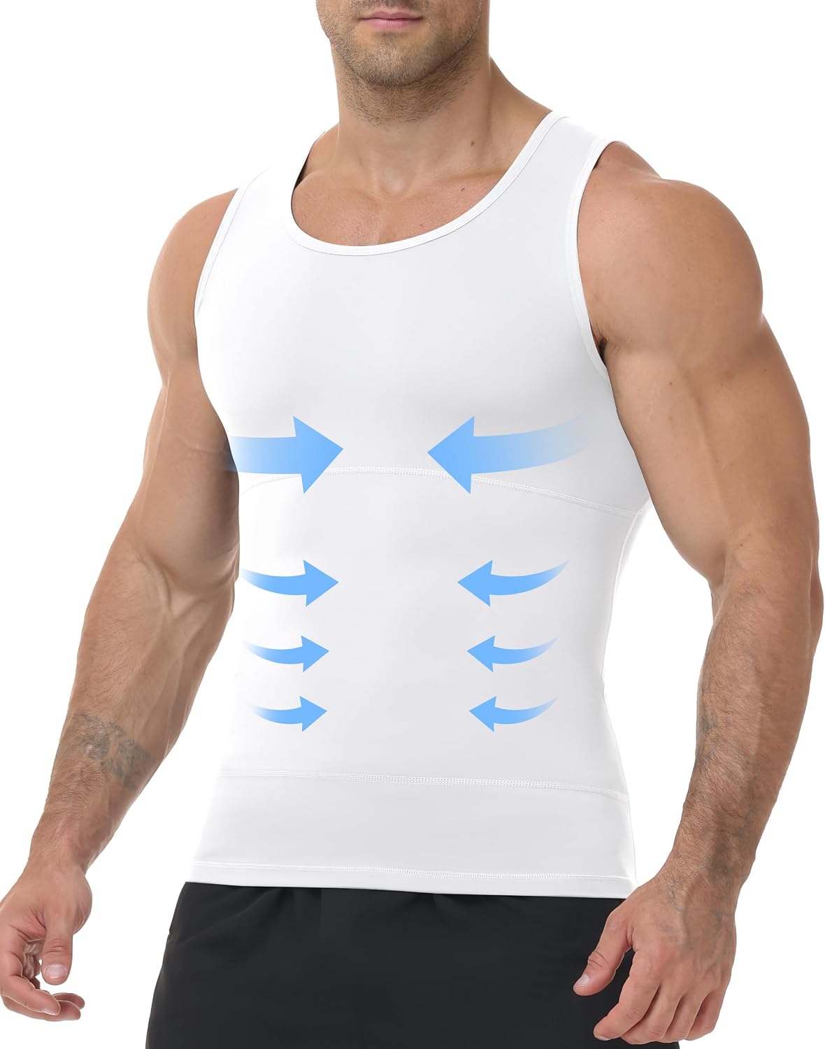 Roadbox Mens Shapewear Compression Tank Top, Slimming Body Shaper