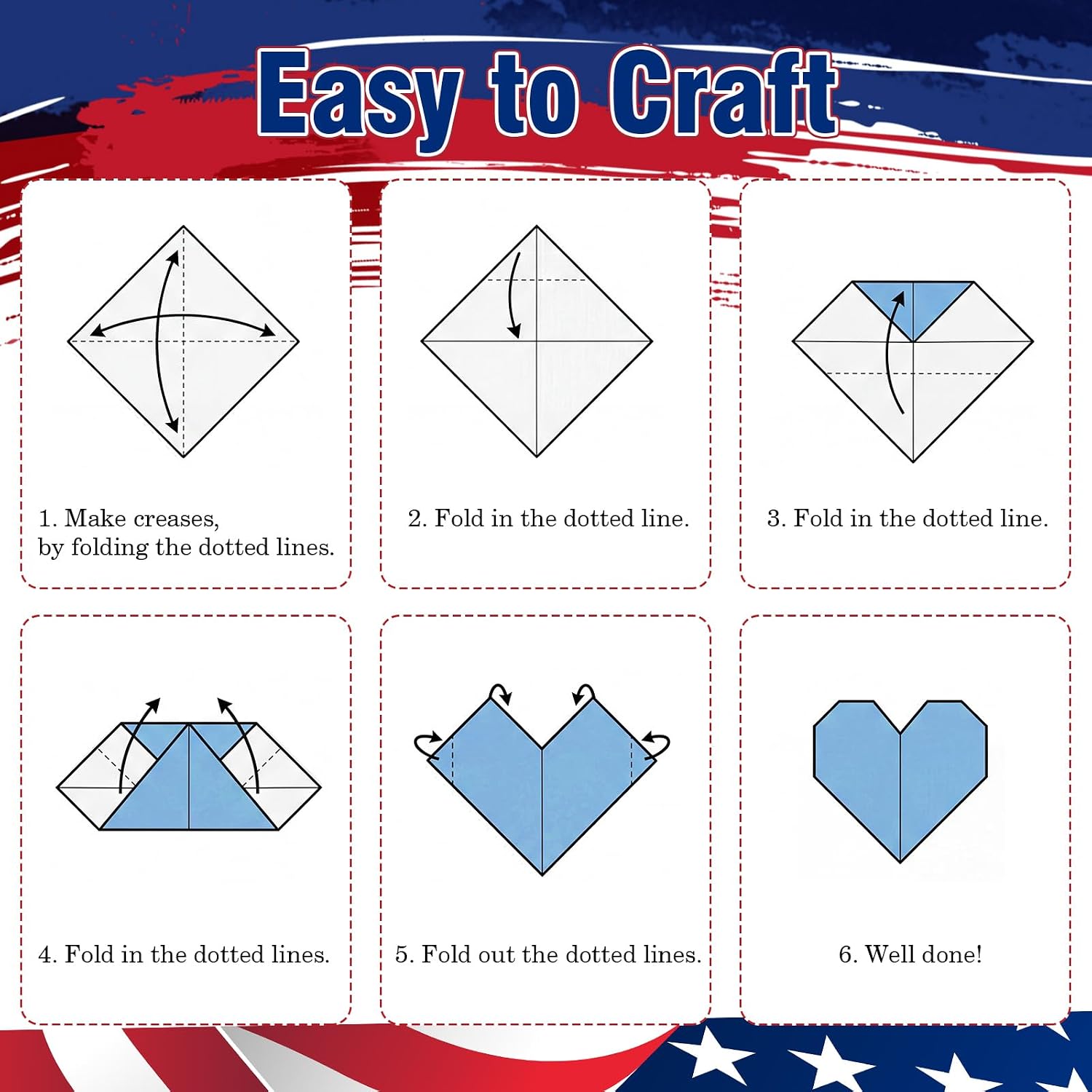 Harloon 500 Sheets 4th of July 250th Anniversary Origami Paper 20 Styles 6 Inch Double Sided Patriotic Pattern Origami Decorative Craft Papers for Independence Days DIY Card Making Scrapbook