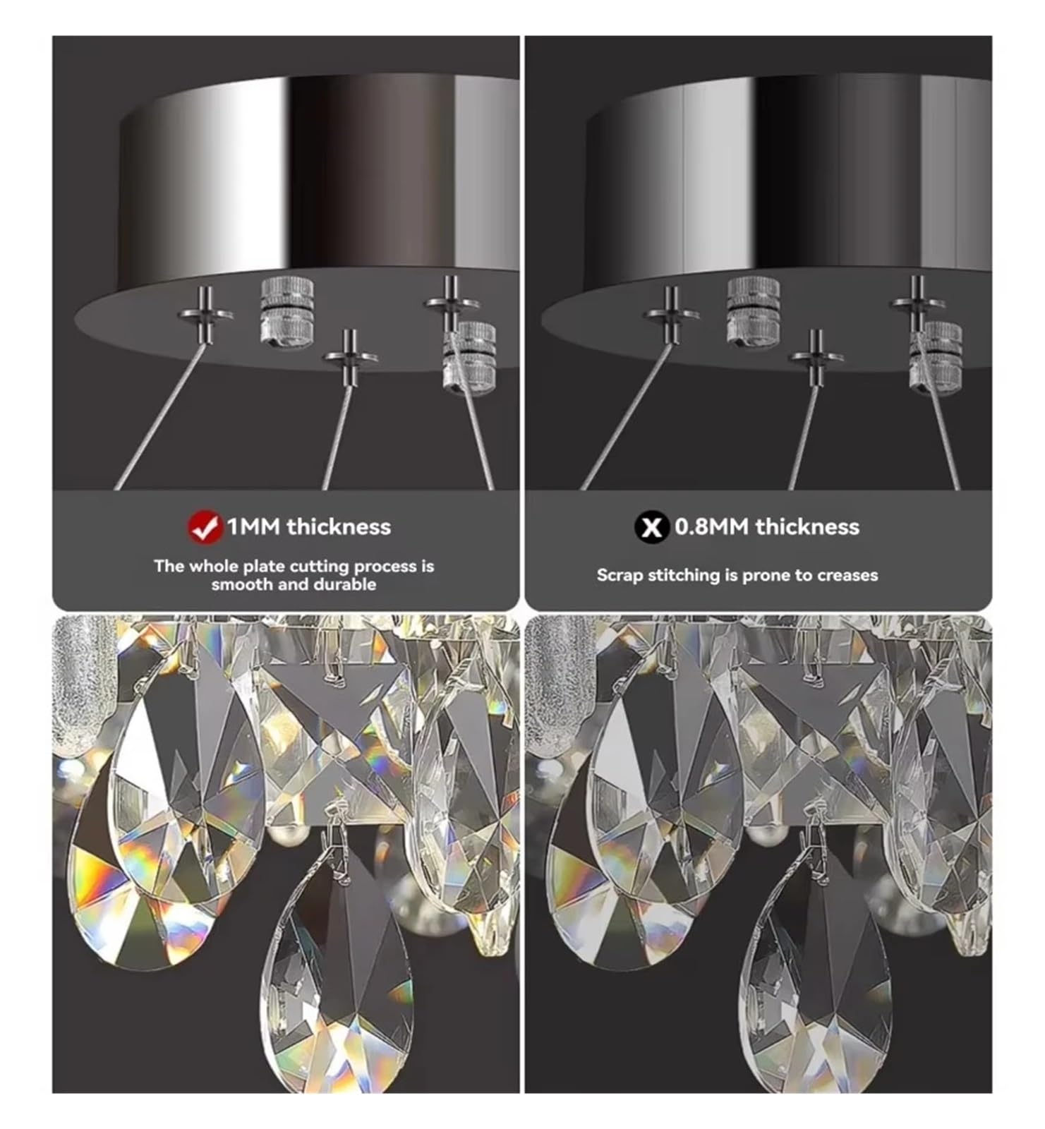 Genérico Luces colgantes de cristal K9 cromadas redondas, lámpara Led moderna for sala de estar y comedor, lámpara colgante de luz con anillo de cristal for dormitorio