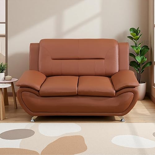 Miniatura 67 de Sofás Seccionales de Cuero, Conjuntos de Muebles de Sala de Estar, 3 Piezas Conjunto de Sofá Moderno para Sala de Crema