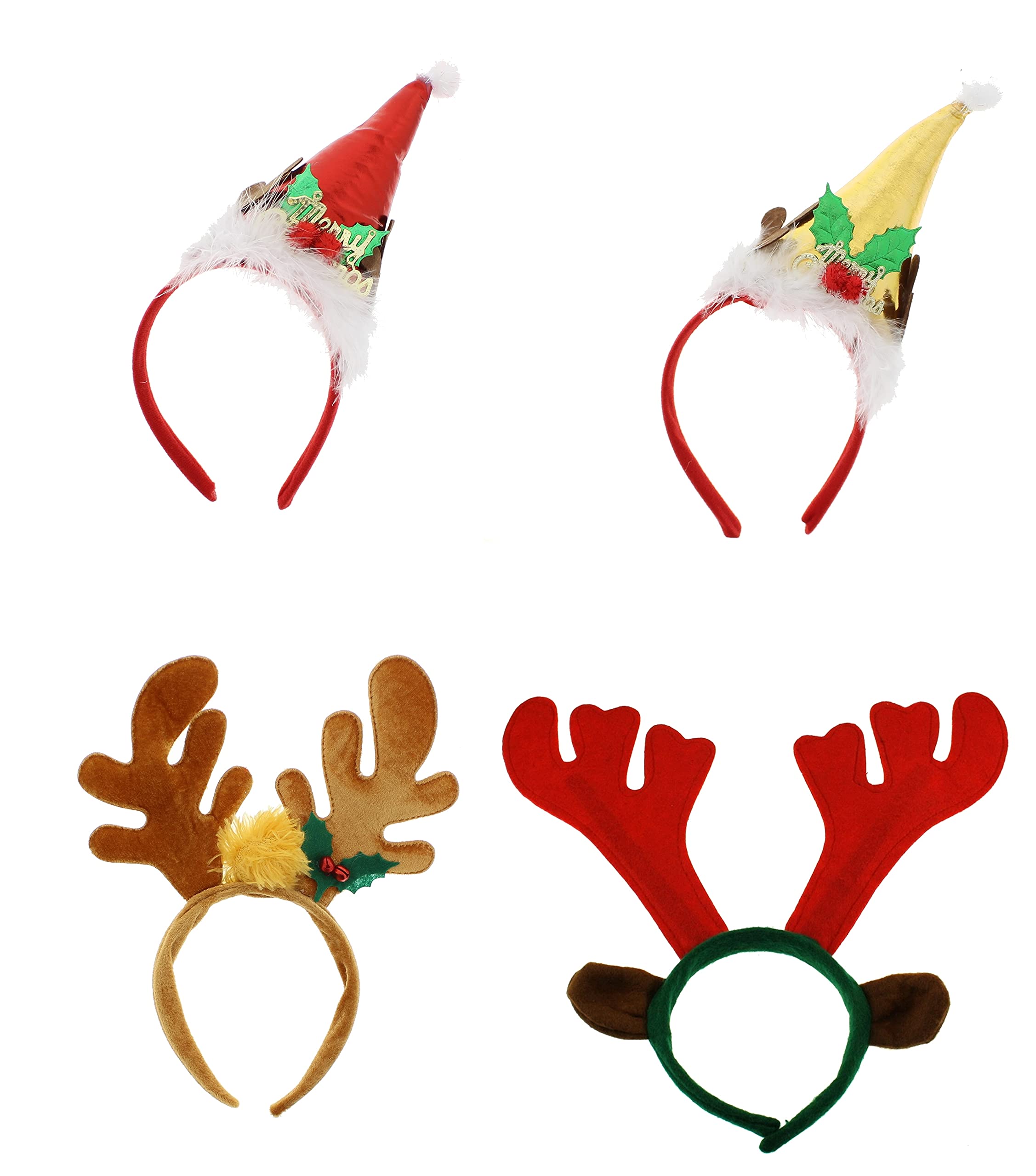 Zac's Alter Ego Pack of 4 Christmas Holiday Headbands, Assorted Festive Head Boppers, Set 4 - Image 2