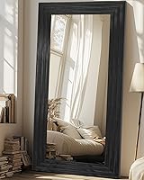 Vista 8 de Espejo de longitud completa, espejo de madera de 71 x 32 pulgadas, espejo de piso de madera con soporte, espejos de pie de gran tamaño, espejos