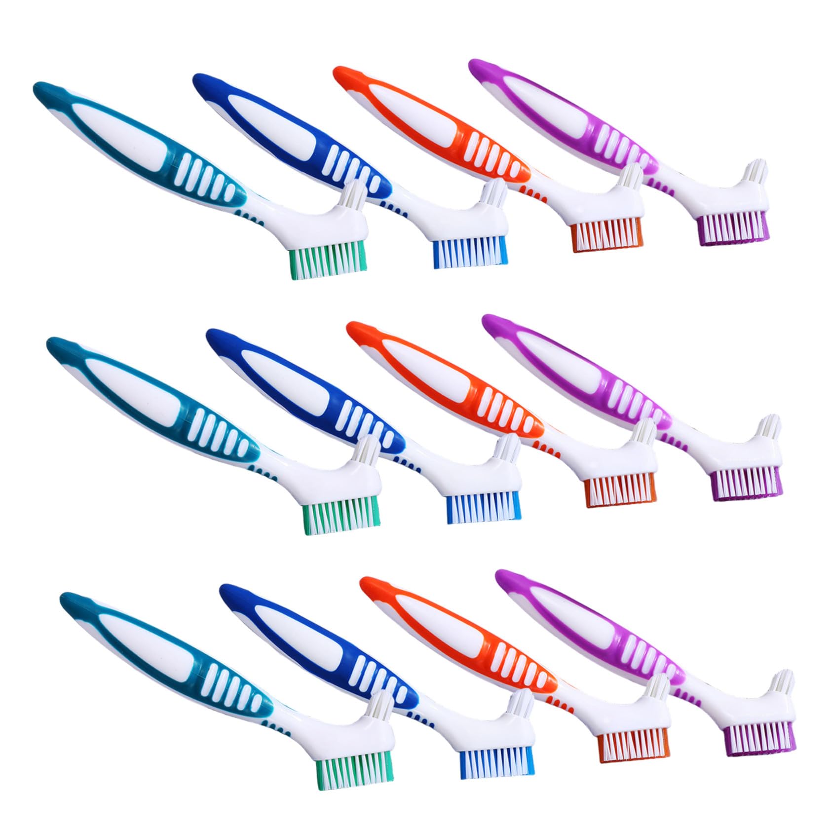Gatuida 12piezas Cepillo de Limpieza para Dentaduras Postizas Herramienta de Limpieza Dental Portátil Cepillo de Doble Cara Cuidado de Dentaduras Postizas de Uso Diario
