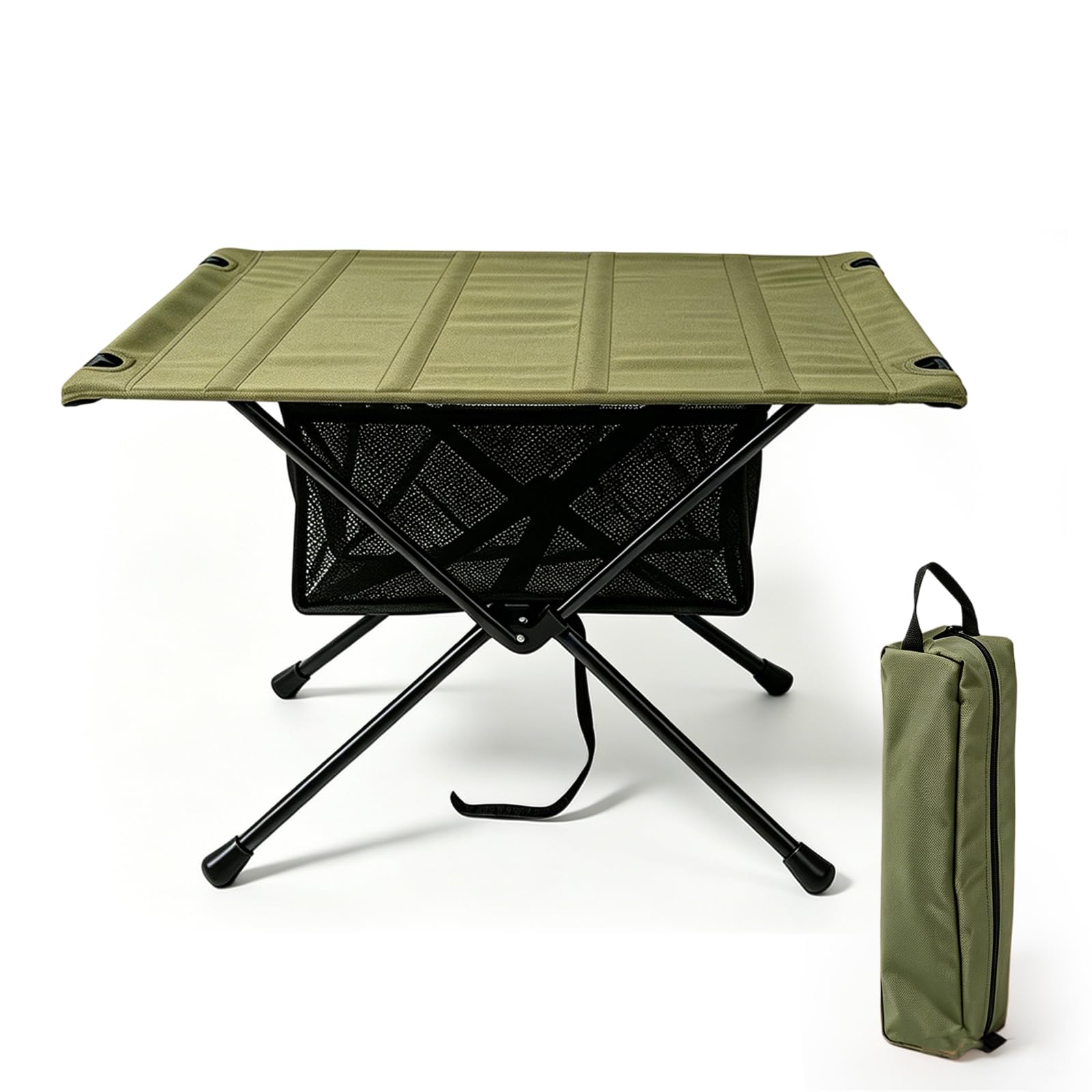 Tavolo da campeggio pieghevole, piccolo tavolo pieghevole, con borsa per il trasporto e borsa a rete, tavolo da esterno ultraleggero, portatile, portata fino a 30 kg, per attività all'aperto