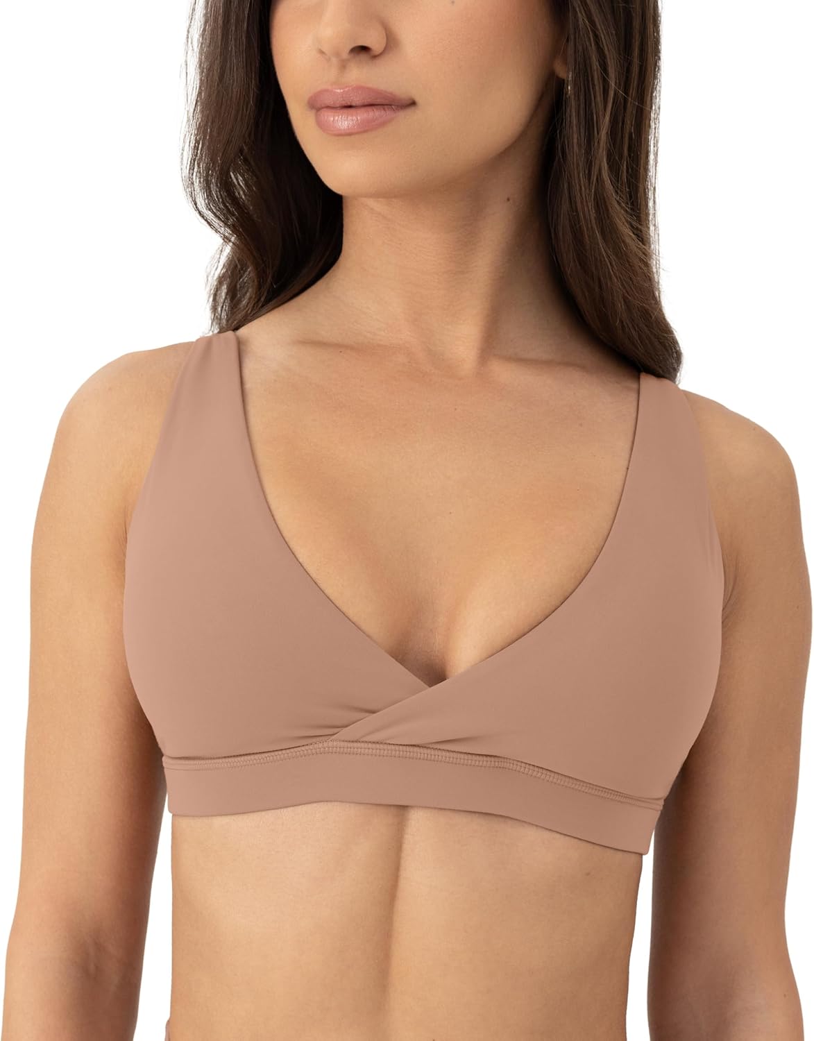 PAVOI ACTIVE V Neck Sports Bra for Women - Low Support Yoga Adjustable Straps Deep V Plunge Bra Removable Pads - FlexFlow