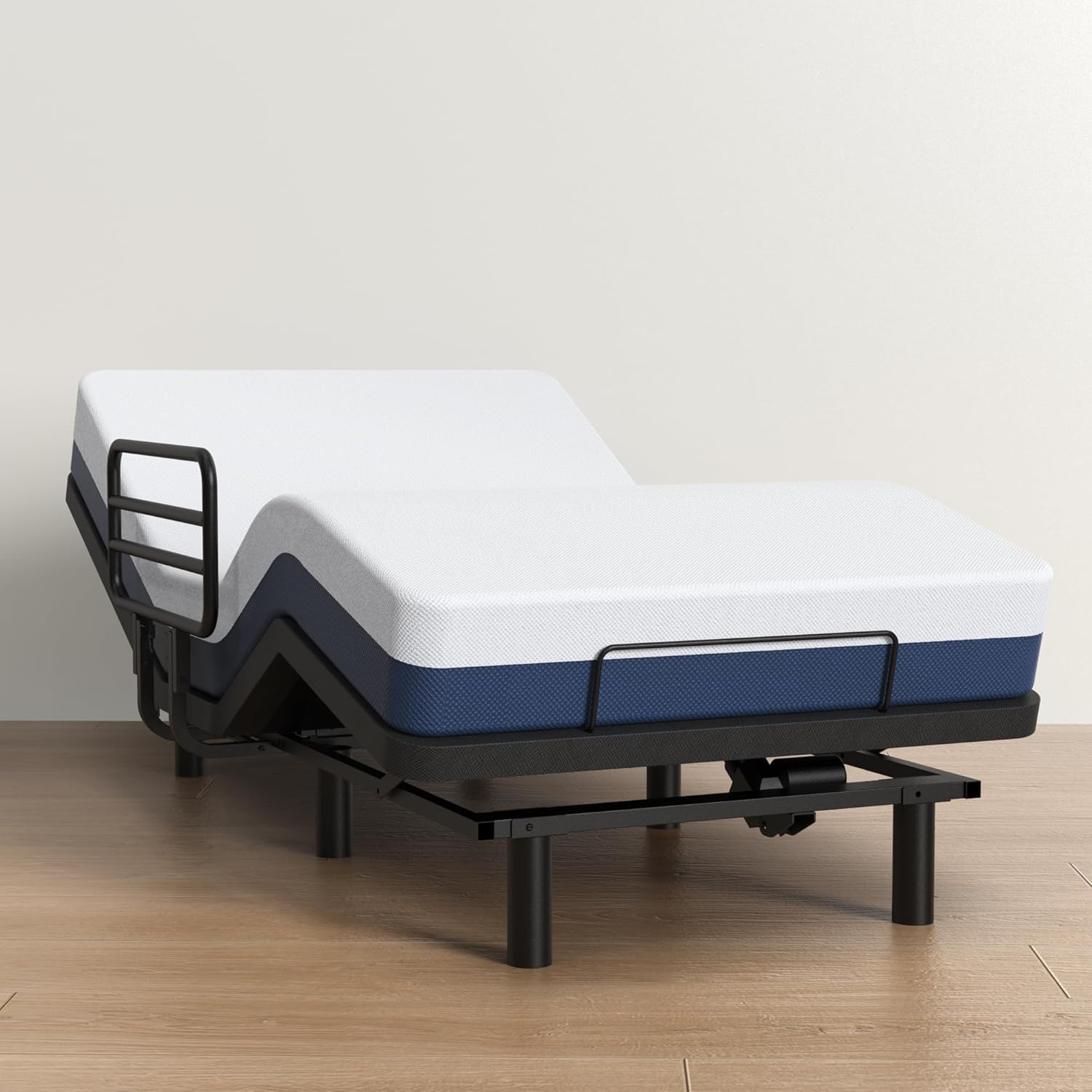 Adjustable Full Bed Frame with One Side Rail,...