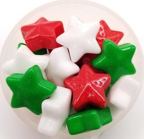 NCS Gránulos comestibles de caramelo de Navidad con forma de estrella roja, blanca y verde, 8 onzas, ideal para cupcakes, galletas, pasteles,