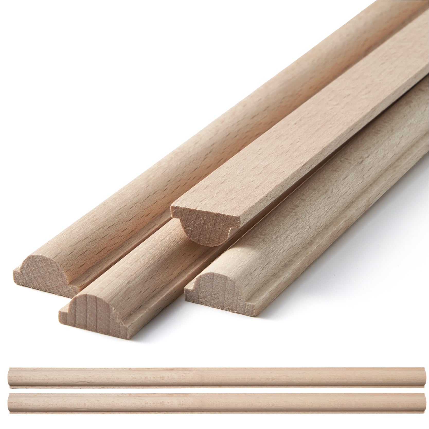 QUORGVES 12Pcs Decorative Cylinder Wood Trim Molding 15.75 Inch - 20mm