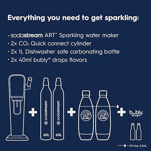 Miniatura 3 de SodaStream Art - paquete para agua con gas (rojo mandarina), con CO2, botellas DWS y sabores Bubly Drops