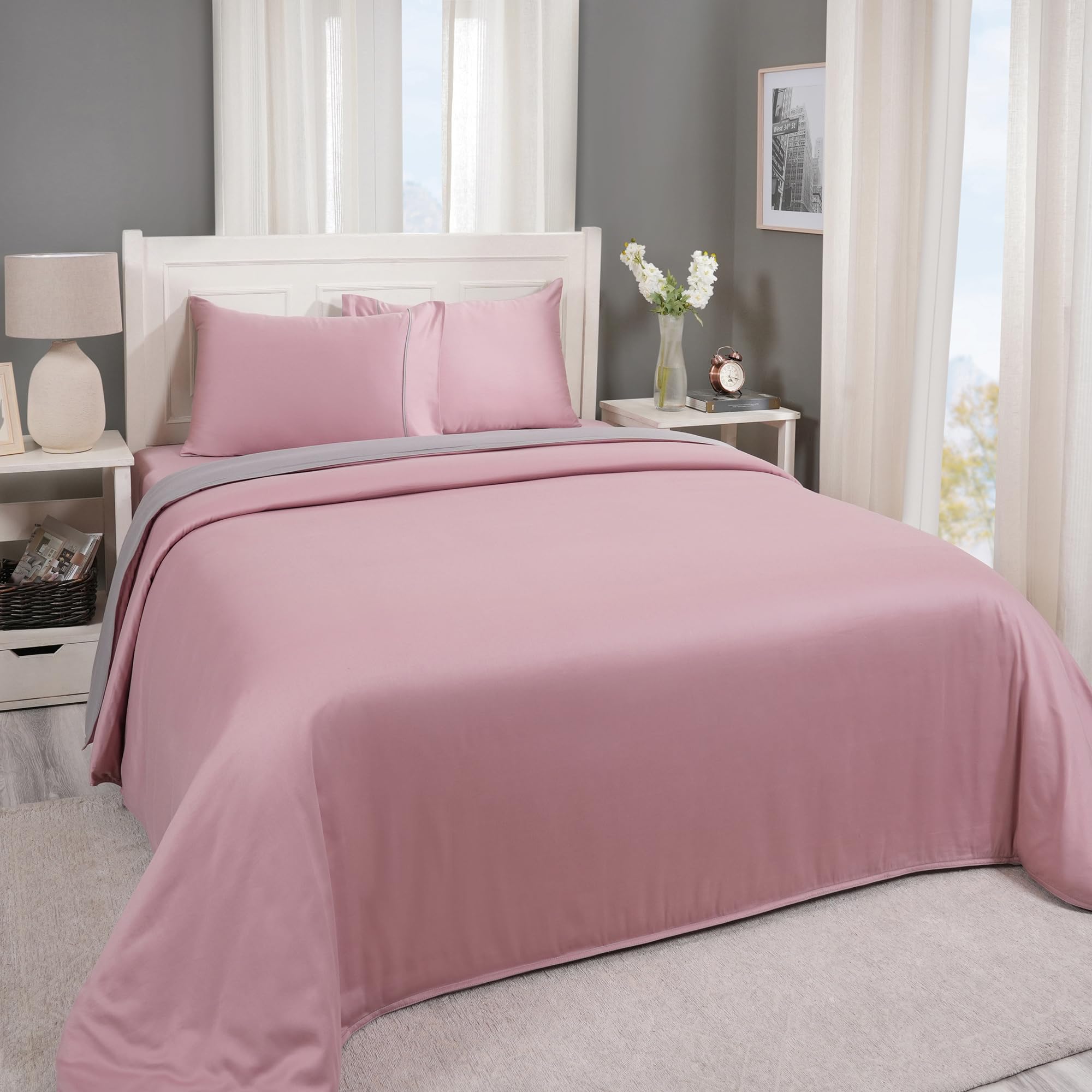 maspar colorart viola flint grey solid double duvet cover with pillow case