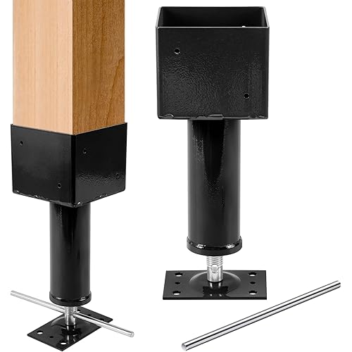 Lasnten 2 Pcs 6" x 6" Screw Jack Post 14.5" - 18.5" Height Range 24700 lbs Load Capacity Adjustable Temporary House Jacks for Leveling Flooring Basement Shore Beams Foundation Repair(Red)