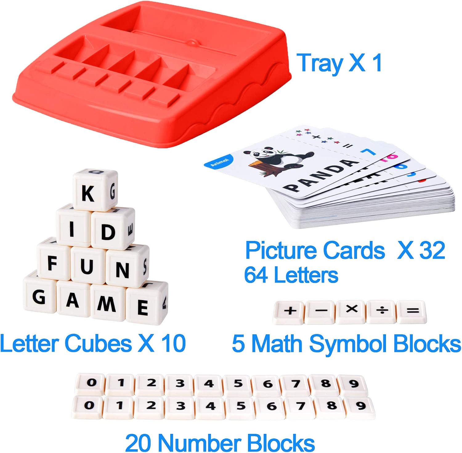 2 in 1 Matching Letter Game Learning Toys for Kids, Teaches Word Recognition, Spelling, and Increases Memory, 3 Years and Up (Red)