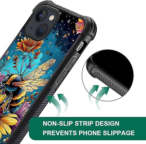 Vista 83 de Case for iPhone 15 Plus - Stained Glass Mosaic Fiesta Fun Case with Tempered Glass Back and Soft Silicone TPU Shock Protection