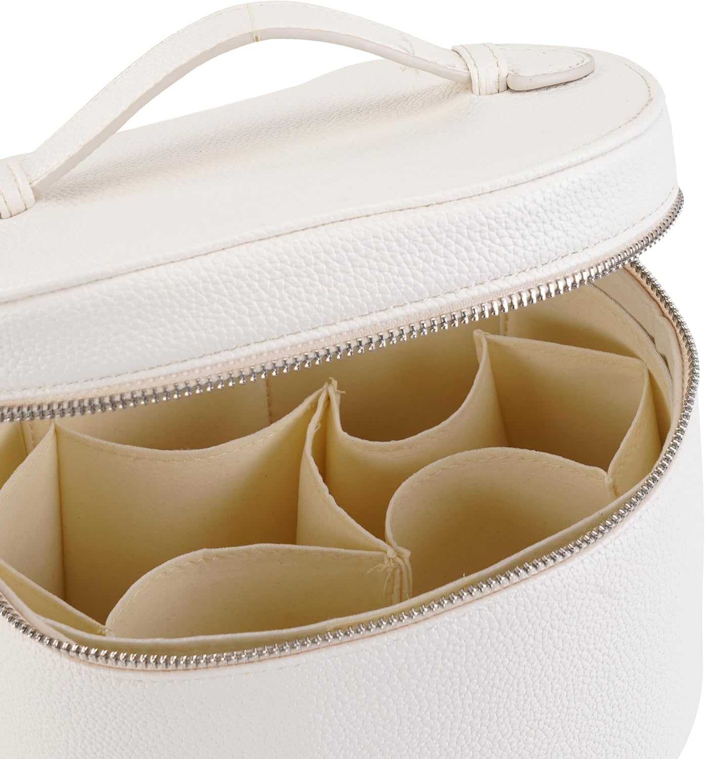 Makeup Bag Vanity Case Cosmetic Bag with Removable Divider Travel Toiletry Bag for Women Portable Make up Box Organizer, White - Image 3