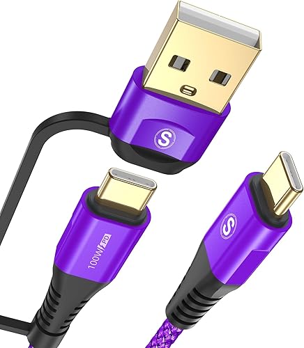 Cable USB-C a USB-C 2 unidades, 6.6 pies PD 100w iPhone 15 cargador 2 en 1 USB AC a USB-C trenzado de nailon para iPhone 15 Pro Max MacBook iPad Pro